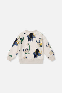 Fleece Sweatshirt Beige Dinosaur Print - J20T32_2J263
