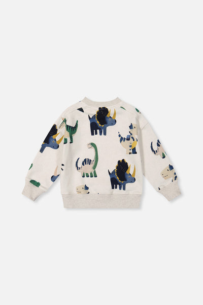 Fleece Sweatshirt Beige Dinosaur Print - J20T32_2J263