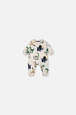 Baby Fleece Jumpsuit Beige Dinosaur Print - J20T40_2J263