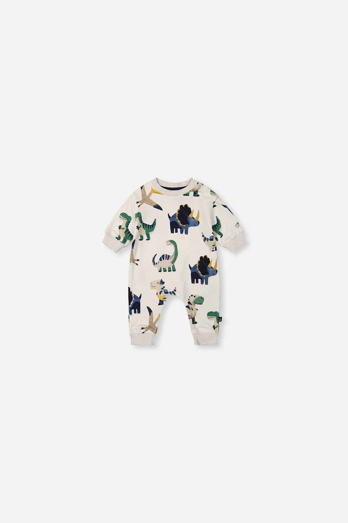 Baby Fleece Jumpsuit Beige Dinosaur Print - J20T40_2J263