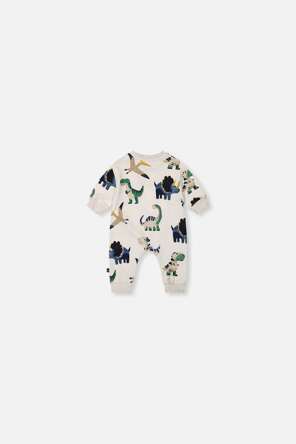 Baby Fleece Jumpsuit Beige Dinosaur Print - J20T40_2J263