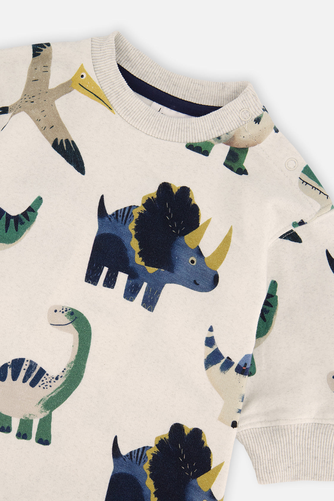 Baby Fleece Jumpsuit Beige Dinosaur Print - J20T40_2J263
