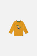 T-shirt à manches longues en coton biologique jaune moutarde pour bébé