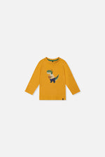 T-shirt à manches longues en coton biologique jaune moutarde pour bébé