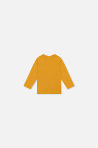 T-shirt à manches longues en coton biologique jaune moutarde pour bébé