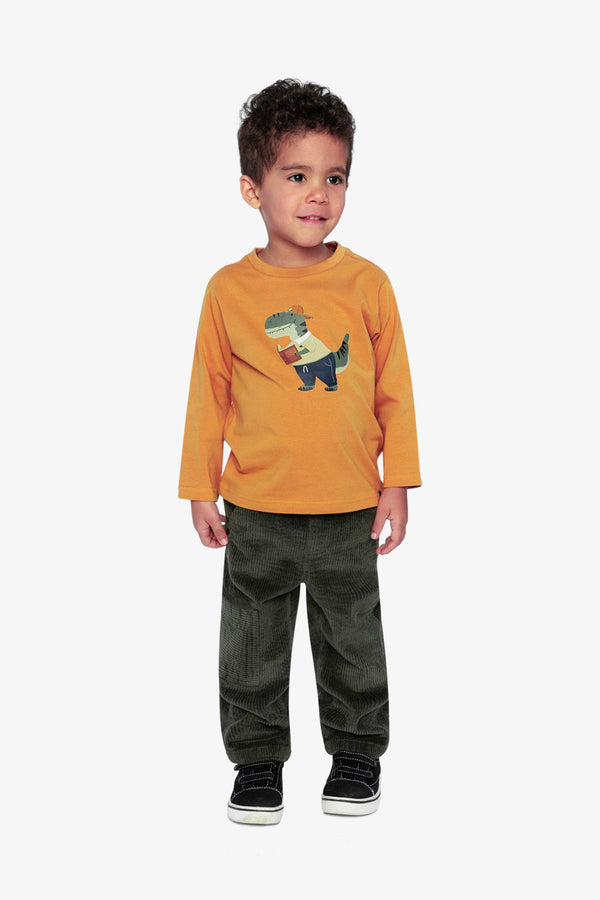 Long Sleeve Organic Cotton T-Shirt Mustard Yellow - J20T70_02290