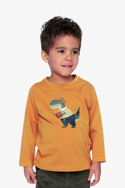 Long Sleeve Organic Cotton T-Shirt Mustard Yellow - J20T70_02290