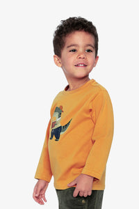 Long Sleeve Organic Cotton T-Shirt Mustard Yellow - J20T70_02290