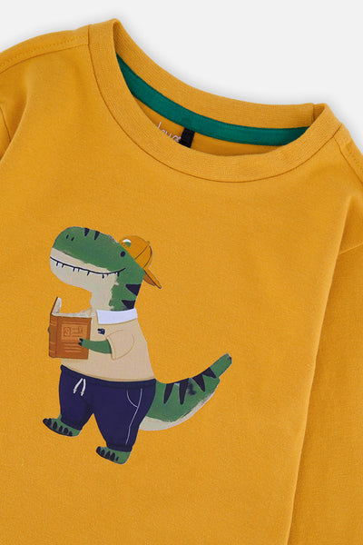 Long Sleeve Organic Cotton T-Shirt Mustard Yellow - J20T70_02290