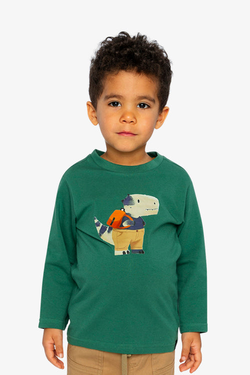 Long Sleeve Organic Cotton T-Shirt Green - J20T70_03016