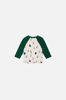 Baby Long Sleeve Raglan T-Shirt Beige Dinosaur Print
