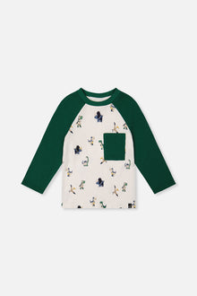 Long Sleeve Raglan T-Shirt Beige Dinosaur Print - J20T72_2J263