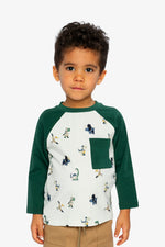 Long Sleeve Raglan T-Shirt Beige Dinosaur Print - J20T72_2J263