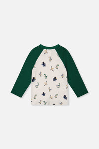 Long Sleeve Raglan T-Shirt Beige Dinosaur Print - J20T72_2J263