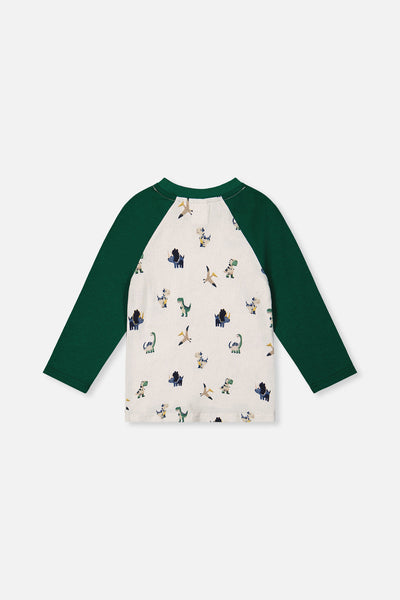 Long Sleeve Raglan T-Shirt Beige Dinosaur Print - J20T72_2J263