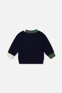 Knit Cardigan With Dino Dark Blue, Green And Yellow - J20TT31_04810