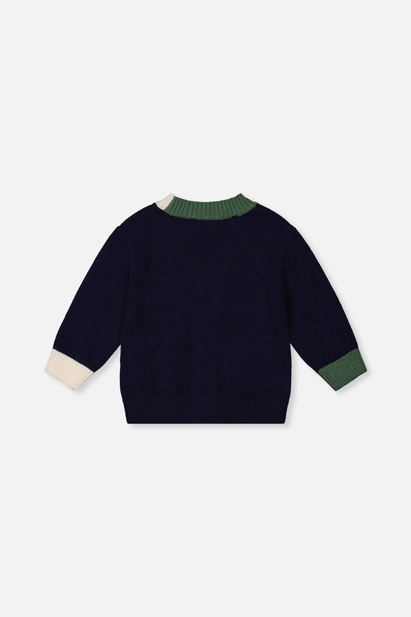 Knit Cardigan With Dino Dark Blue, Green And Yellow - J20TT31_04810