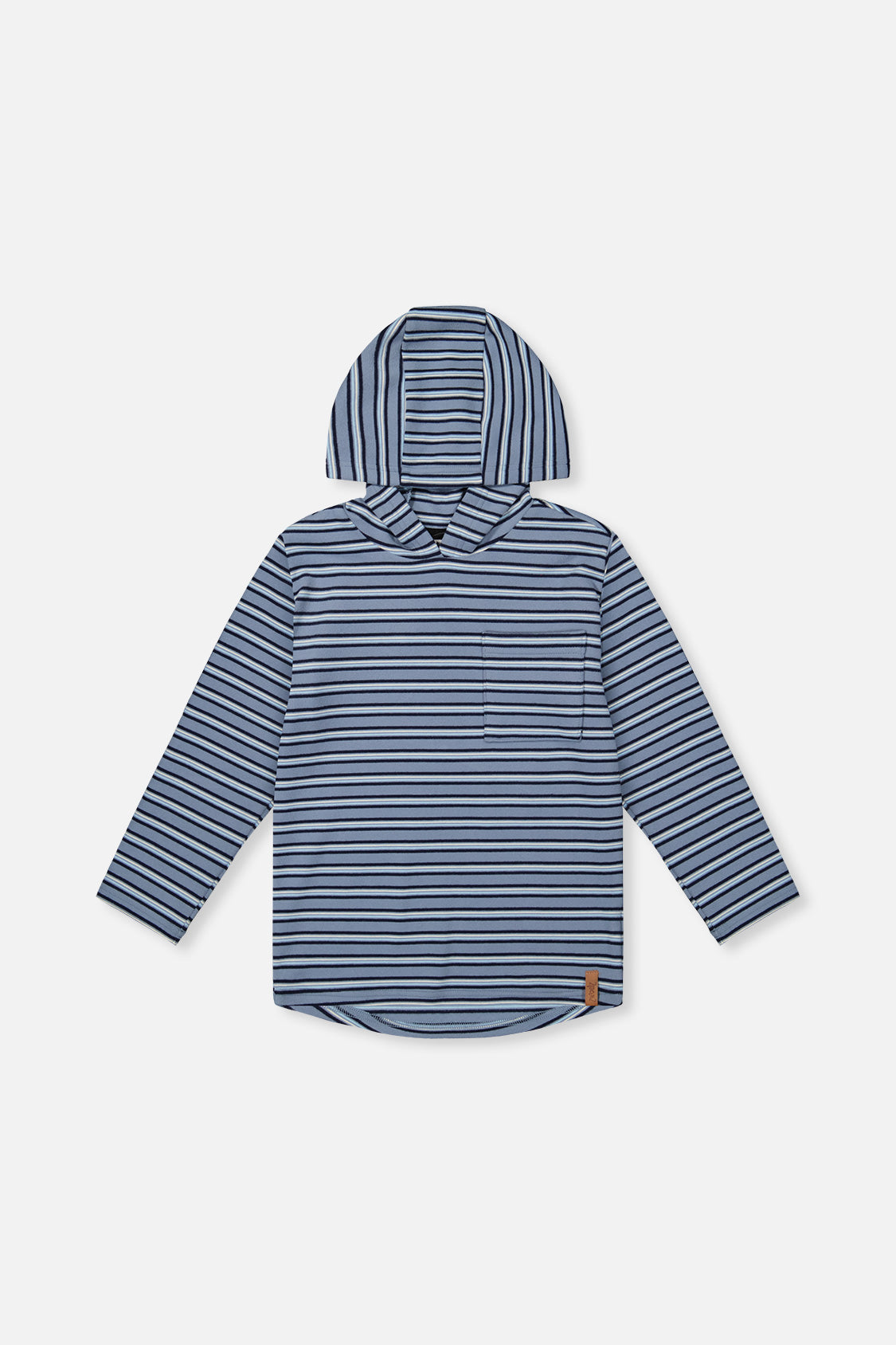 Striped Brushed Jersey Hooded T-Shirt Blue And White - J20U08_2J267