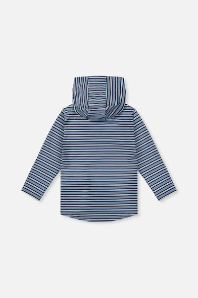 Striped Brushed Jersey Hooded T-Shirt Blue And White - J20U08_2J267