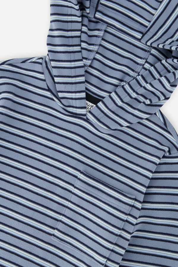 Striped Brushed Jersey Hooded T-Shirt Blue And White - J20U08_2J267