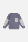 Colorblock Brushed Jersey Top With Chest Pocket Blue-Grey - J20U10_04670