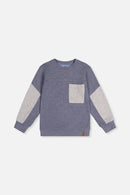 Colorblock Brushed Jersey Top With Chest Pocket Blue-Grey - J20U10_04670