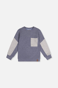 Colorblock Brushed Jersey Top With Chest Pocket Blue-Grey - J20U10_04670