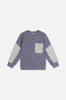 Colorblock Brushed Jersey Top With Chest Pocket Blue-Grey - J20U10_04670
