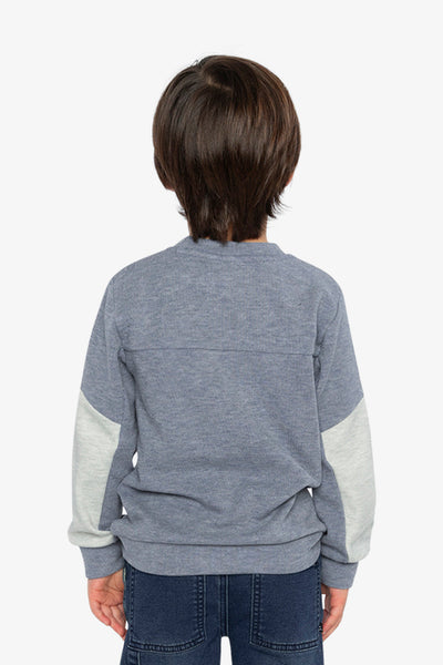 Colorblock Brushed Jersey Top With Chest Pocket Blue-Grey - J20U10_04670