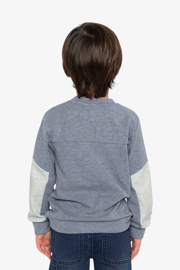 Colorblock Brushed Jersey Top With Chest Pocket Blue-Grey - J20U10_04670