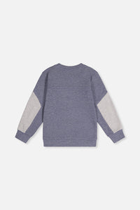 Colorblock Brushed Jersey Top With Chest Pocket Blue-Grey - J20U10_04670