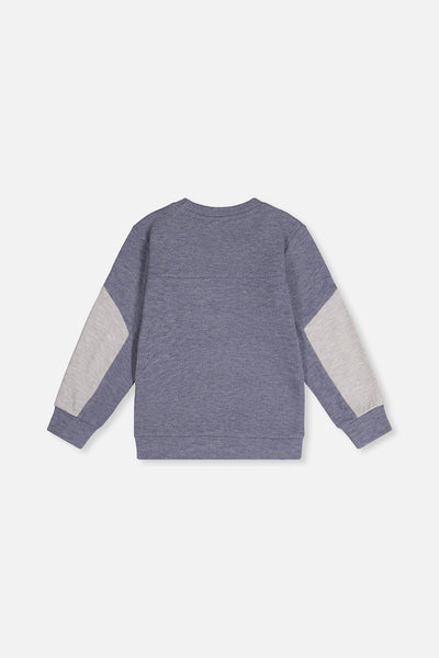 Colorblock Brushed Jersey Top With Chest Pocket Blue-Grey - J20U10_04670