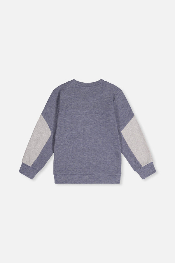 Colorblock Brushed Jersey Top With Chest Pocket Blue-Grey - J20U10_04670