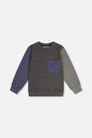 Colorblock Brushed Jersey Top With Chest Pocket Grey Brown - J20U10_09830
