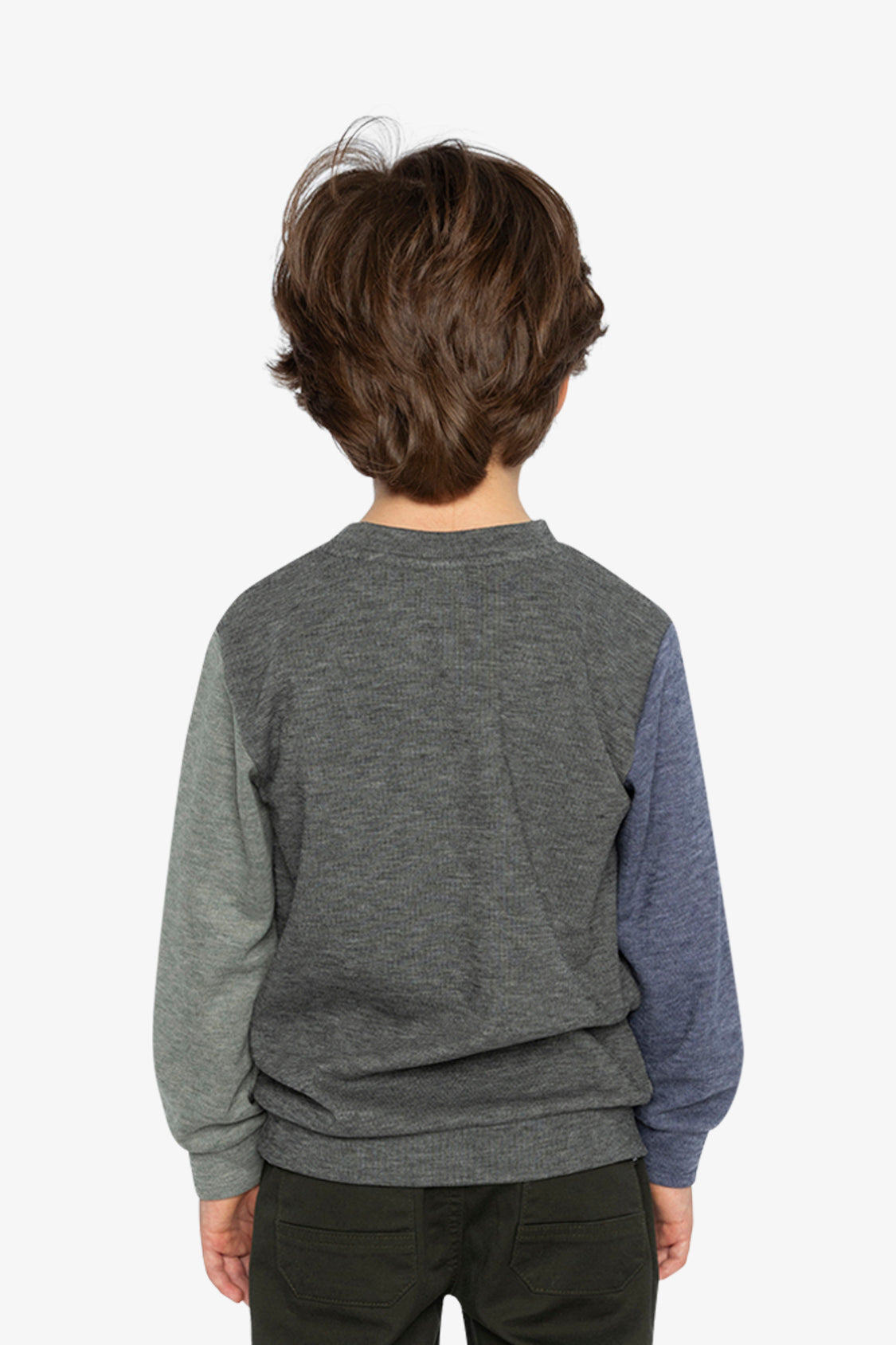Colorblock Brushed Jersey Top With Chest Pocket Grey Brown - J20U10_09830
