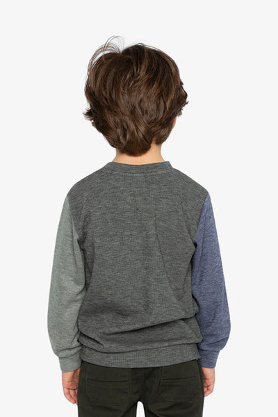 Colorblock Brushed Jersey Top With Chest Pocket Grey Brown - J20U10_09830