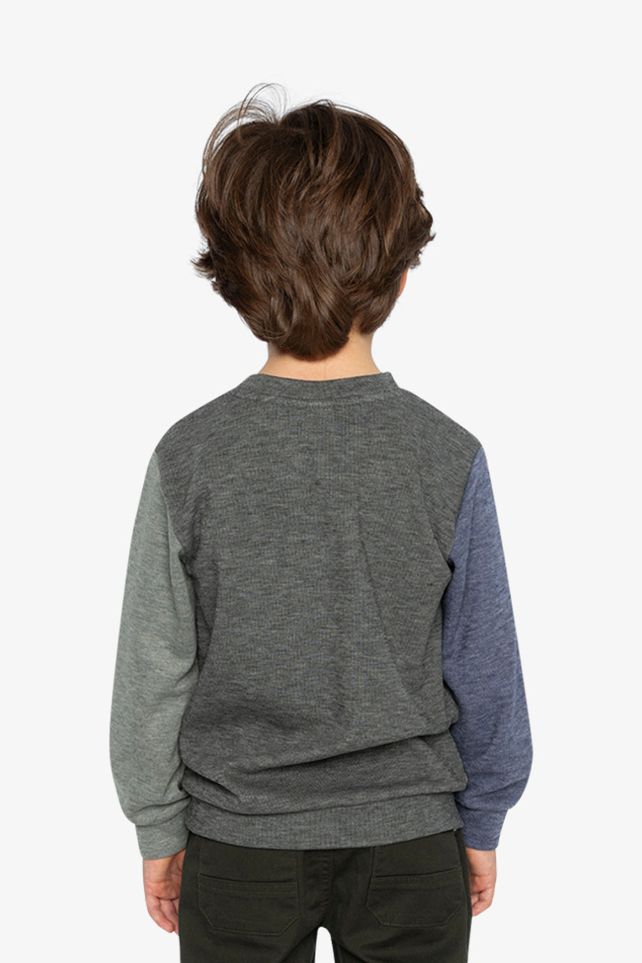 Colorblock Brushed Jersey Top With Chest Pocket Grey Brown - J20U10_09830