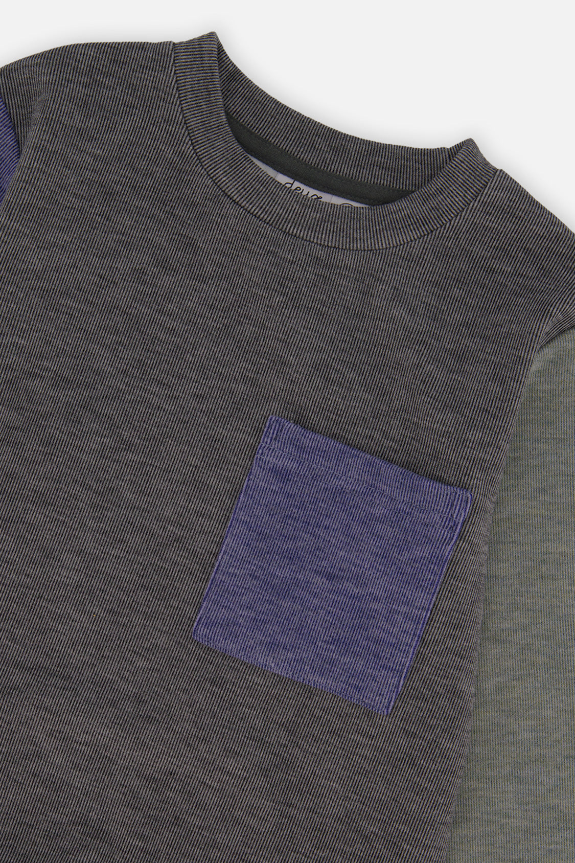 Colorblock Brushed Jersey Top With Chest Pocket Grey Brown - J20U10_09830