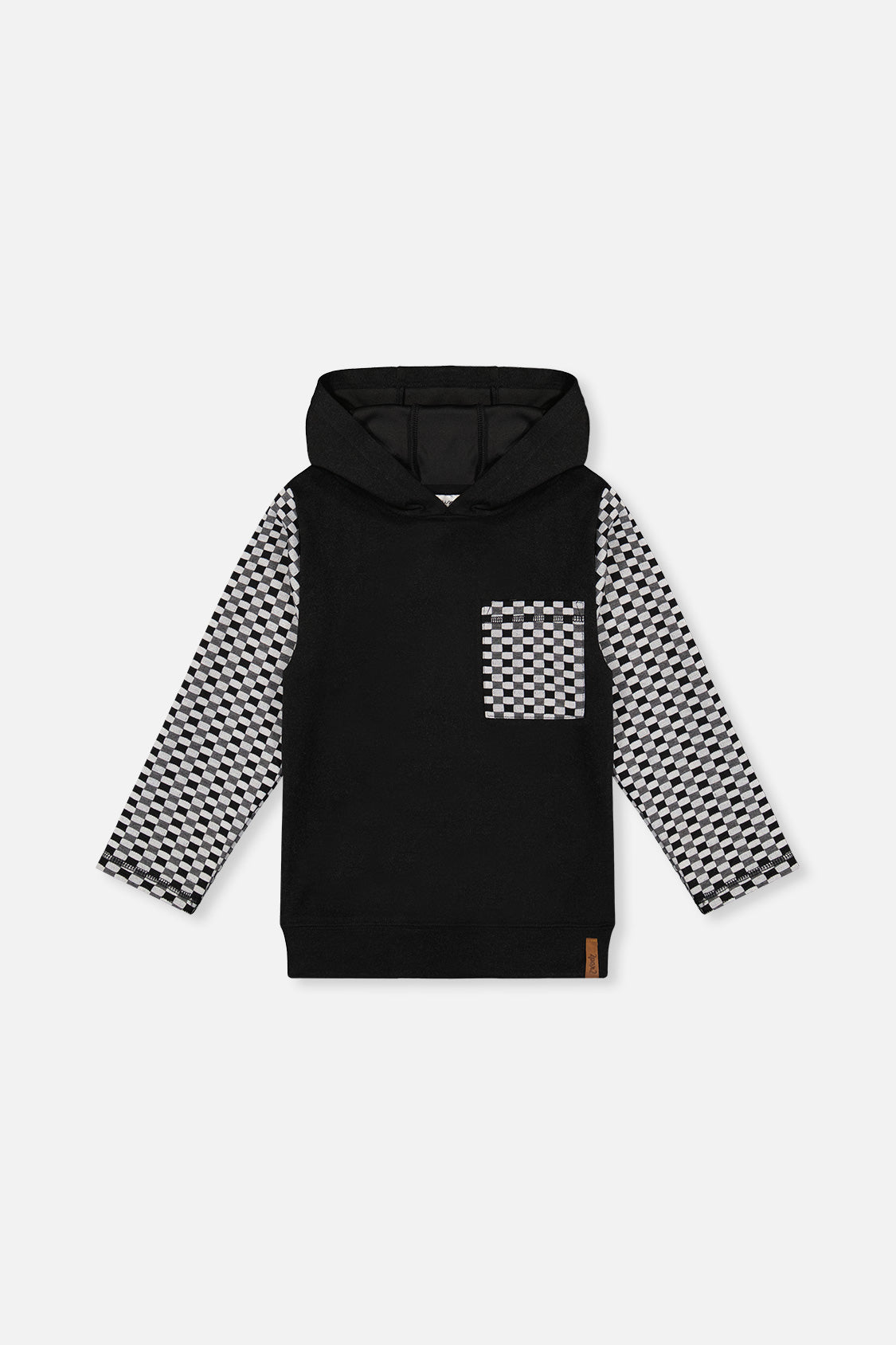 Colorblock Hooded Top With Chest Pocket Black And White - J20U12_09990