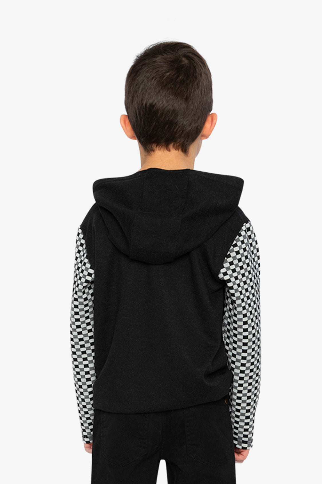 Colorblock Hooded Top With Chest Pocket Black And White - J20U12_09990