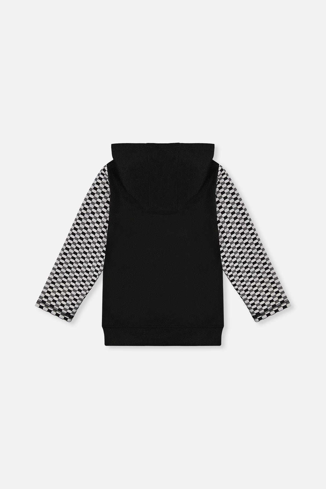 Colorblock Hooded Top With Chest Pocket Black And White - J20U12_09990
