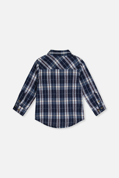 Flannel Shirt Blue And White Plaid - J20U13_2J268