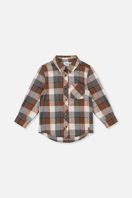 Flannel Shirt Grey And Beige Plaid - J20U13_2J269