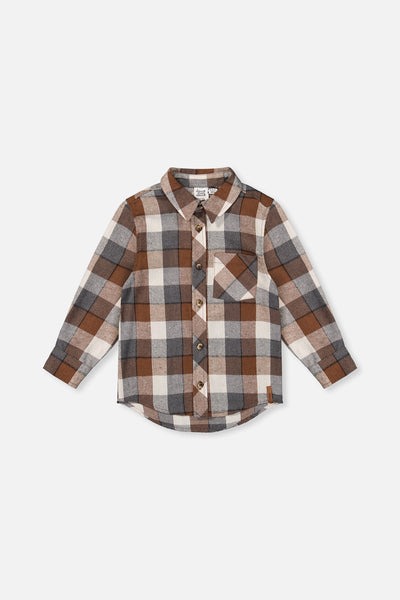Flannel Shirt Grey And Beige Plaid - J20U13_2J269