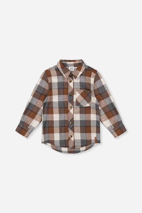Flannel Shirt Grey And Beige Plaid - J20U13_2J269