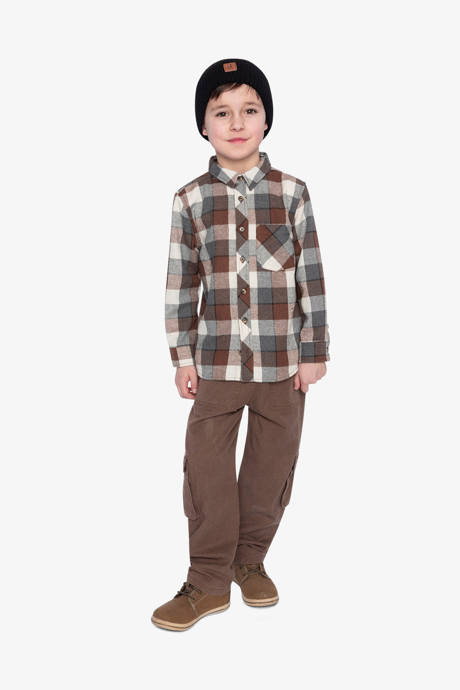 Flannel Shirt Grey And Beige Plaid - J20U13_2J269