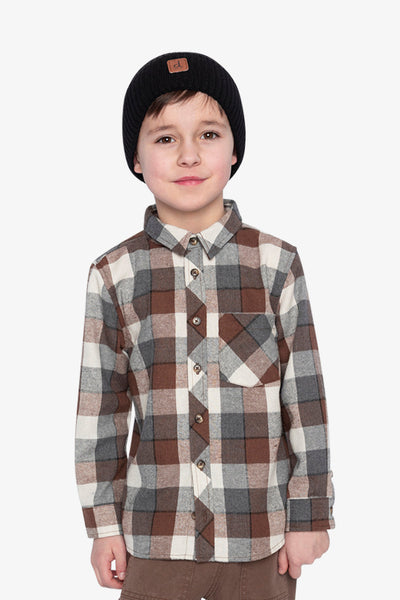 Flannel Shirt Grey And Beige Plaid - J20U13_2J269