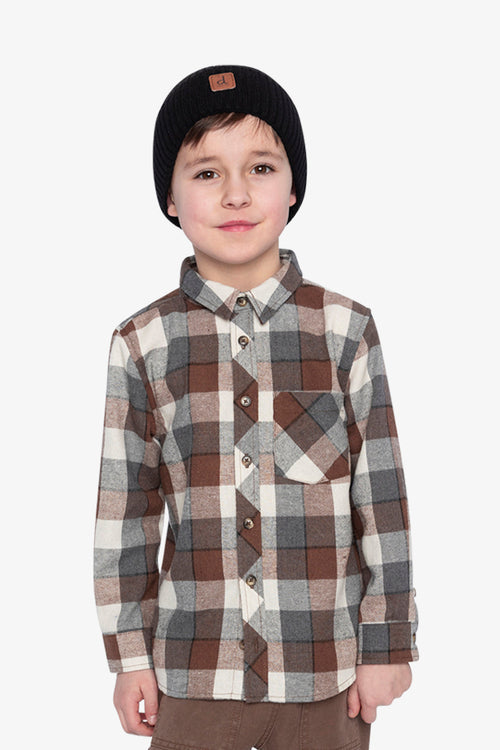 Flannel Shirt Grey And Beige Plaid - J20U13_2J269