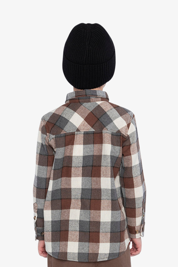 Flannel Shirt Grey And Beige Plaid - J20U13_2J269