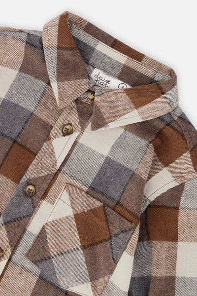 Flannel Shirt Grey And Beige Plaid - J20U13_2J269